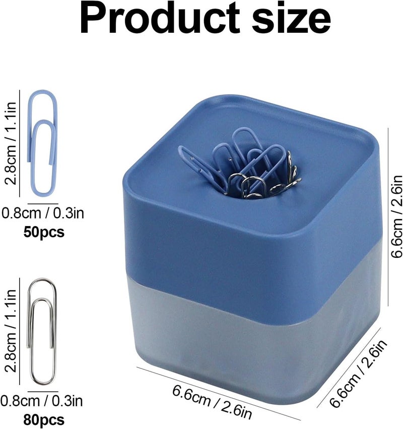 MultiBey New Two-color Paper Clips in Elegant Magnetic Frosted Square Clip Holder, 28mm, 130 Clips per Box (Sky Blue) - Image 2